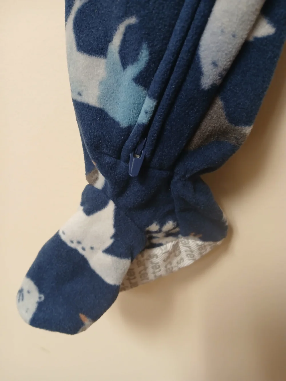 Carter's Navy Blue Animal Print Fleece Footed One-Piece